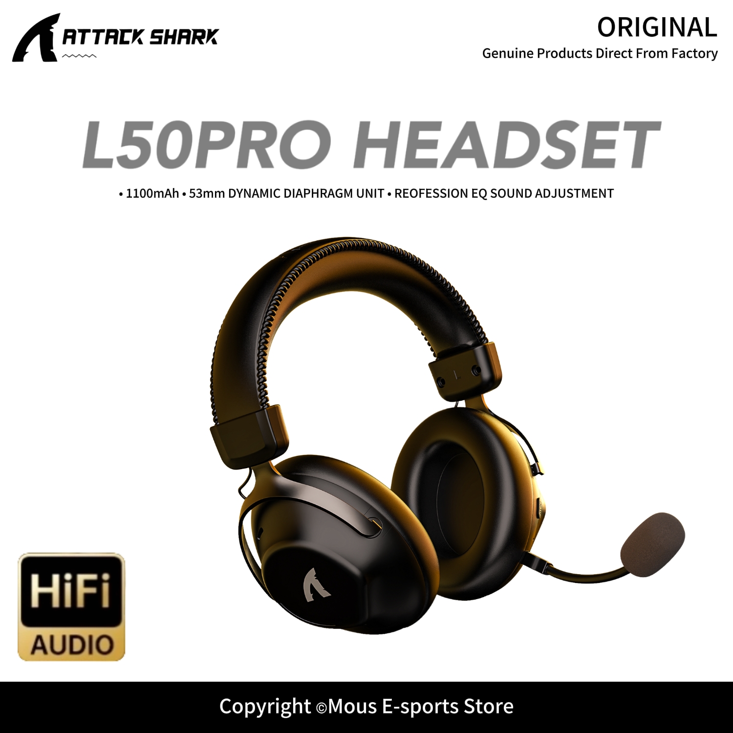 Esports Gaming Gear - ATTACK SHARK L50PRO Tri-Mode Wireless Headset